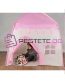 Детска палатка със светлини от памучни топки